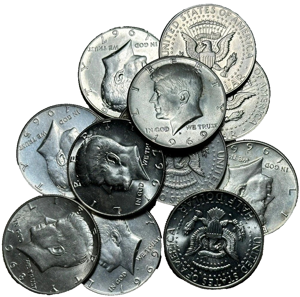 1965-1970 Kennedy Half Dollars 40% SILVER Coin Random Selection