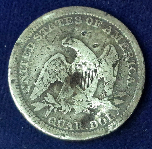 1858 Seated Liberty 90% Silver Quarter Bent VG Features 25C Lincoln/Douglas Era