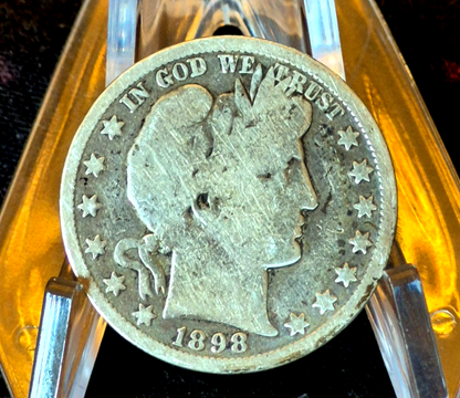 1898-O New Orleans Barber Half Dollar 90% Silver Good+ Partial Motto Better Date