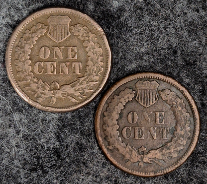 (2) 1864 Indian Head Cents Both XF Features (1) Type II (1) Type III Coins Shown