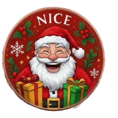 Naughty or Nice  1 oz .999 Colorized Copper Santa Christmas Xmas Gift Round Coin
