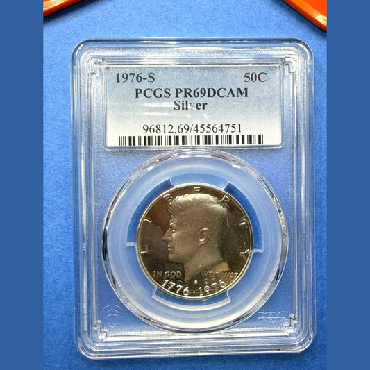 1976-S Kennedy Half Dollar Proof PCGS PR69DCAM 40% Silver Bicentennial 50C Coin