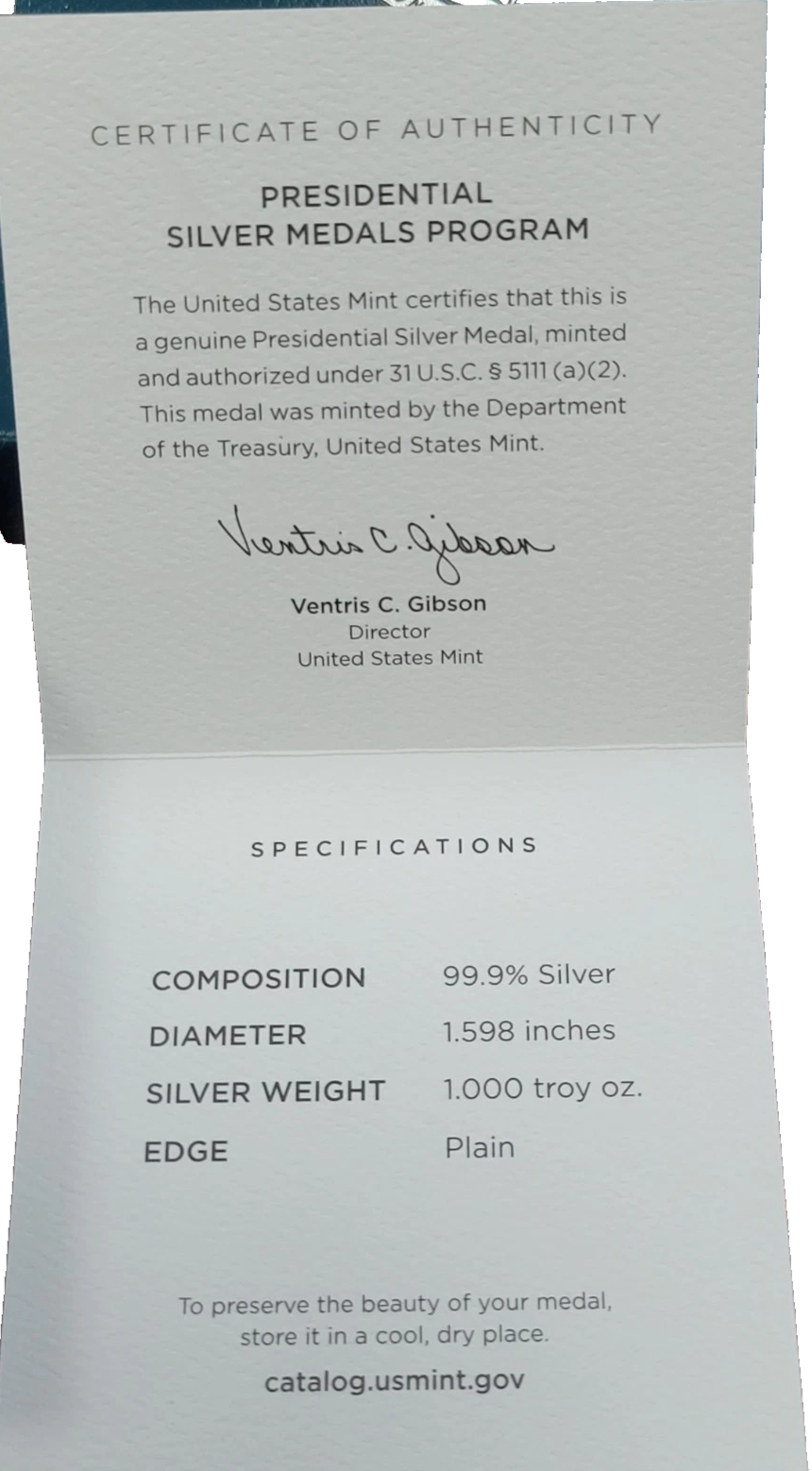 1 oz .999 SILVER U.S. Presidential Medal Ulysses Grant  Original Packaging +COA