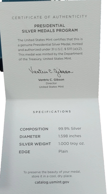 1 oz .999 SILVER U.S. Presidential Medal Ulysses Grant  Original Packaging +COA