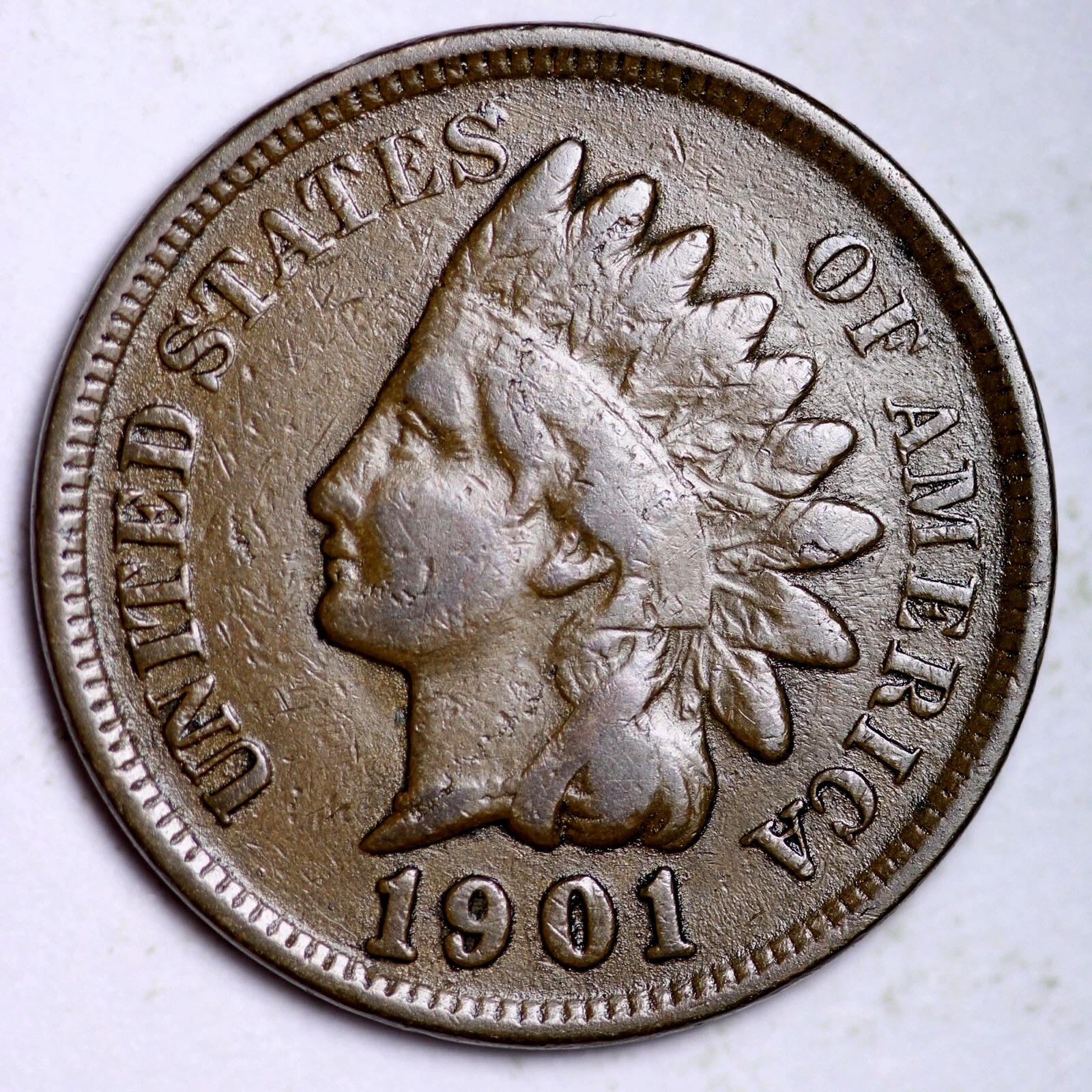 1901 Indian Head Cent Good-Fine (G-F) Average Circulated Condition Copper Penny
