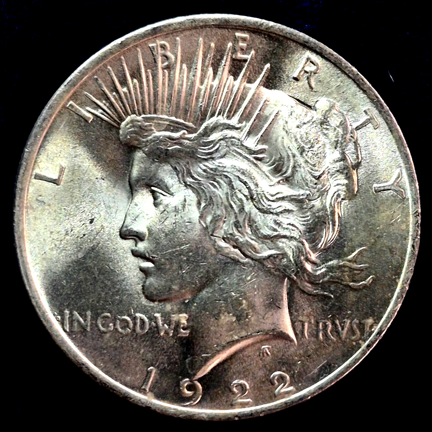 1922-P Peace Dollar 90% Silver, MS++ Features, Luster and Hints Of Golden Toning