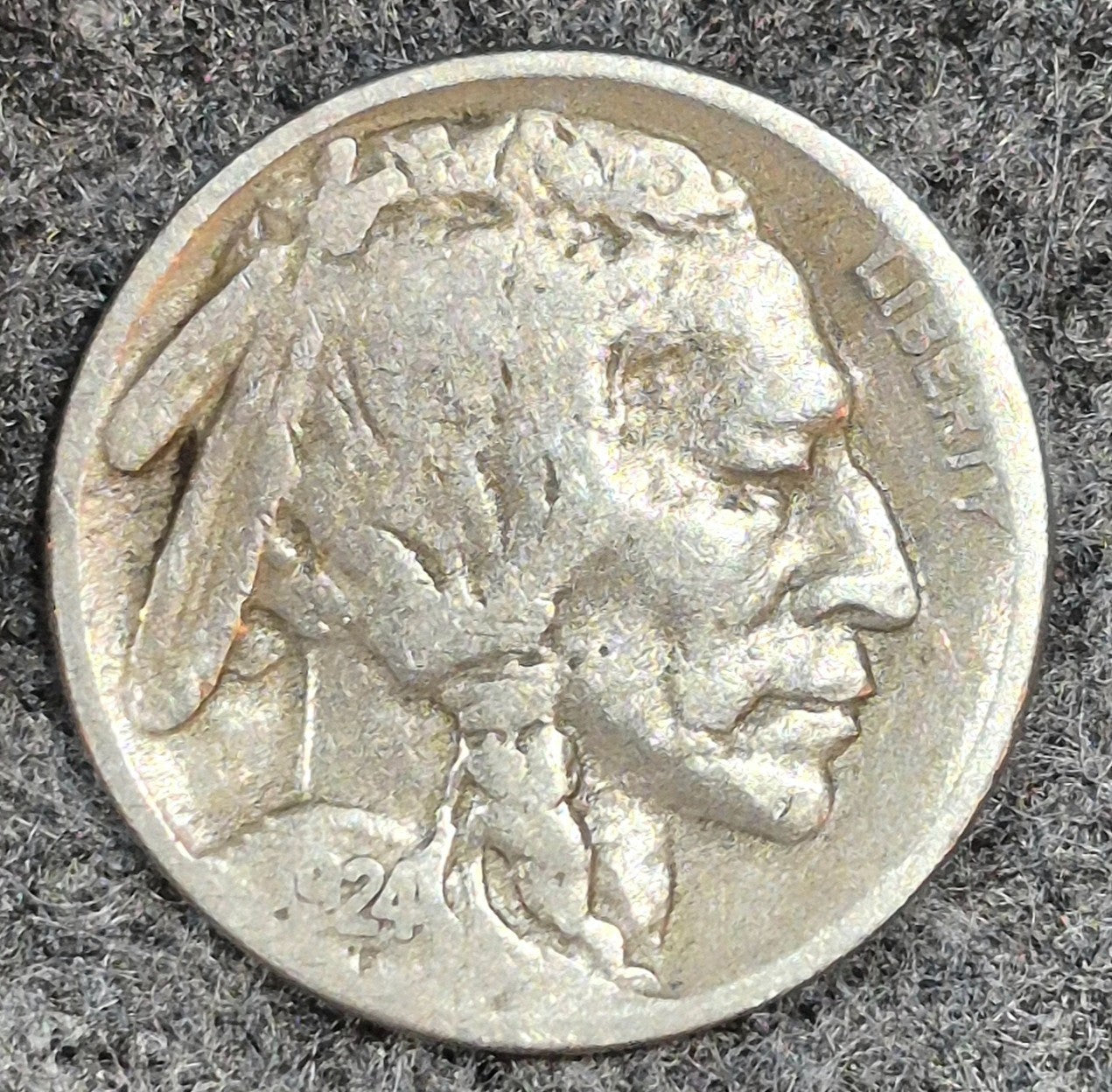 1924-P  Buffalo Nickel Sharp F-VF Features Partial Horn Earlier Date 5C