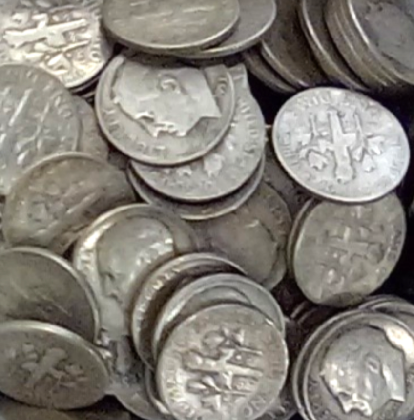 1 U.S. Oz. Bulk Silver Roosevelt Dimes 90% Silver Physical Coin Weight WSHTF