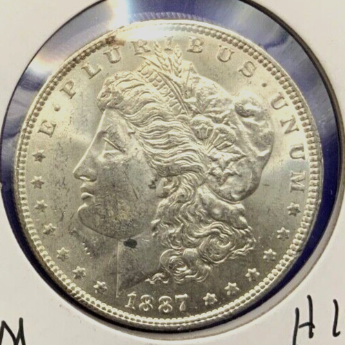 1887 Morgan 90% Silver Dollar BU Gem Shiny, Bright, Well Struck Coin