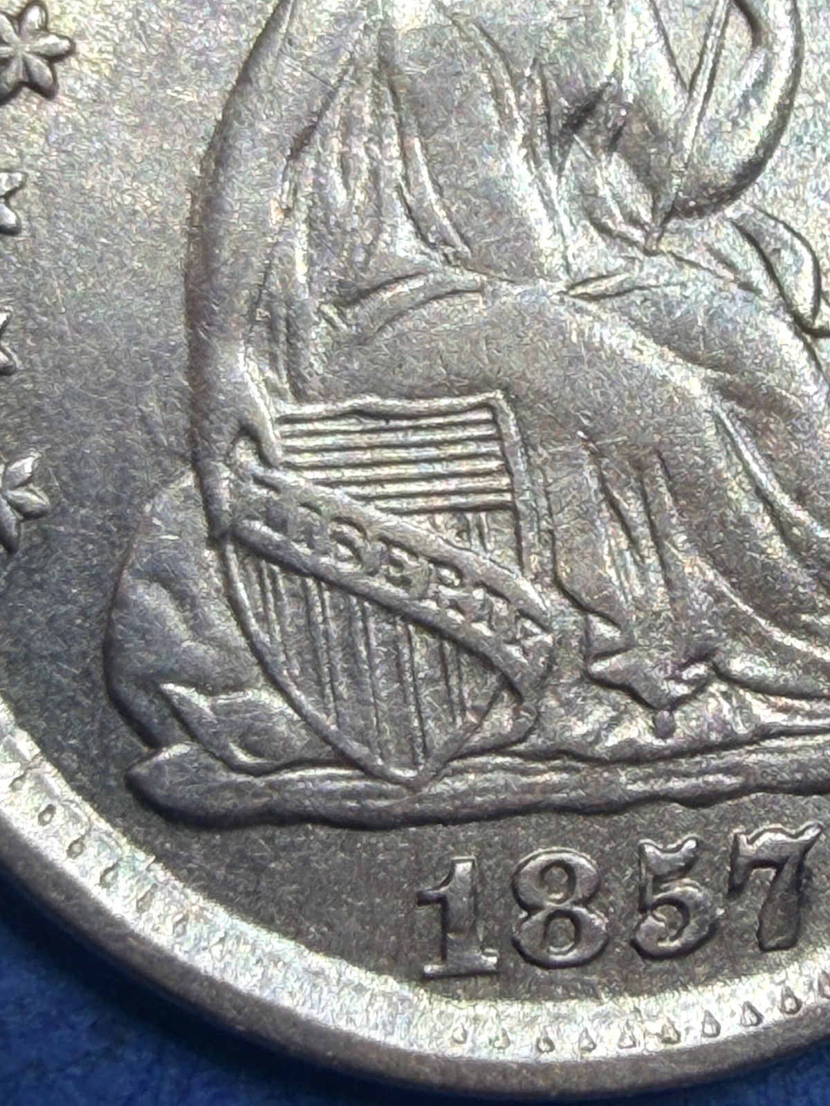 1857 Seated Liberty Half Dime H10C AU About Unc 90% Silver Pre Civil War Coin