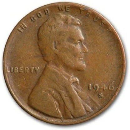 1948 S Lincoln Cent Good (G) to Very Good (VG) Circulated Condition Copper Penny