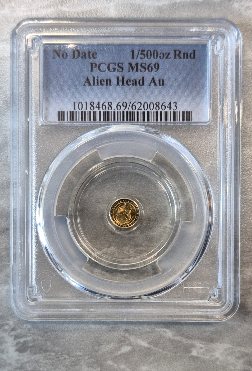 1/500 oz .9999 Gold Alien Head Round PCGS MS69 Limited Edition of 2,000 24K UFO