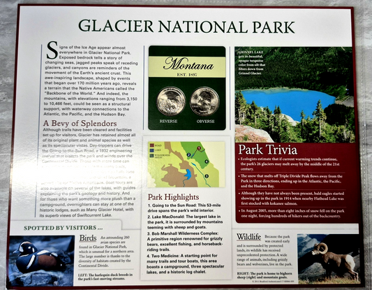2011 P&D Glacier National Park ATB Quarters Bradford Authenticated Sheet Montana