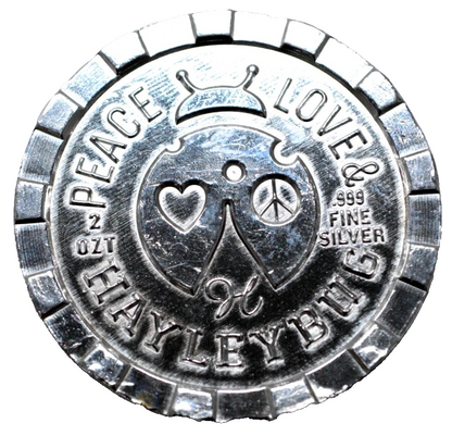 1 Oz 999 Silver Round United States of America EAGLE   LOVE, PEACE & HAYLEYBUG