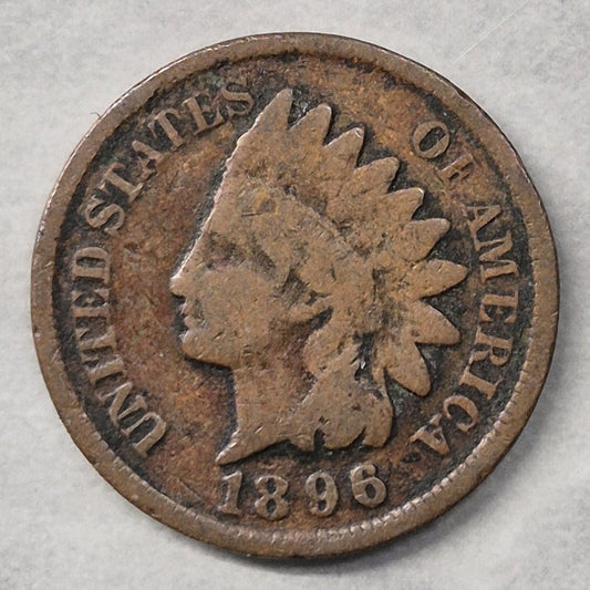 1896 Indian Head Cent Penny 1C Good+ Bronze Philadelphia 19th Century US Coin