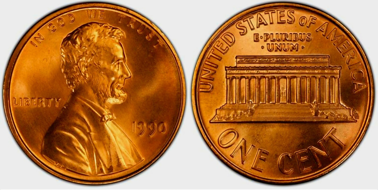 1990 P Lincoln Memorial BU Brilliant Uncirculated 1C From 🔥OBW Bank Roll🔥