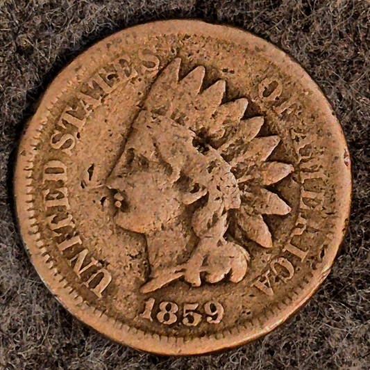 1859 Indian Head Cent First Year Good Features Laurel Wreath Reverse Coin Shown