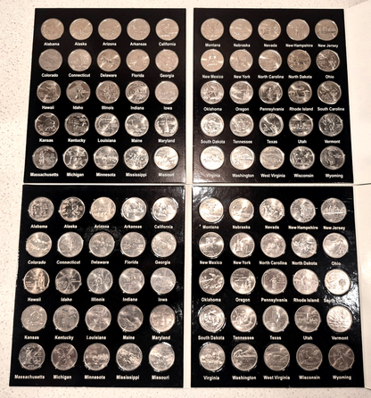 US STATE QUARTER SET P & D MINTS WITH ALBUMS, 1999 THRU 2008. 100 UNC QUARTERS