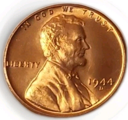 1944 D Lincoln Wheat Cent CHOICE BU UNC From OBW Bank Roll Beautiful RARE Penny