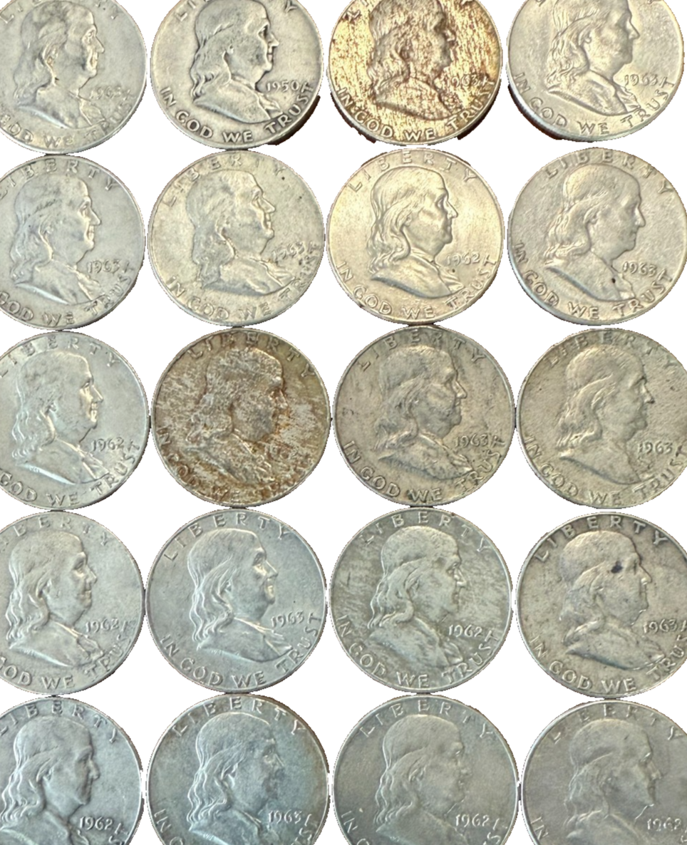 💰TYPE SET of {8} 90% SILVER Halves Walking Lib, Barber, JFK & Franklin $4 Face