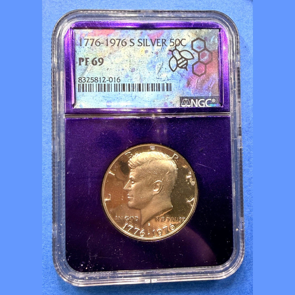 1976-S Kennedy Half Dollar Proof NGC PF69 40% Silver Bicentennial Bee Label 50C