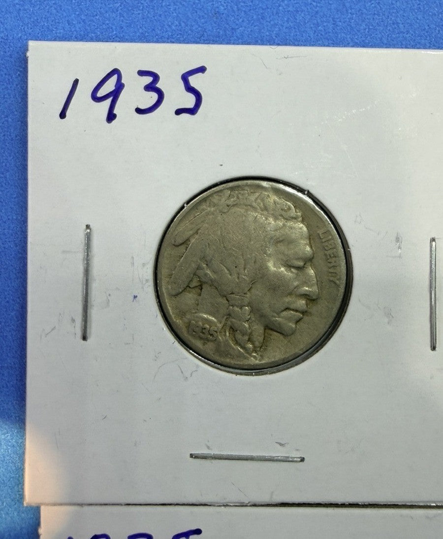 1935 Buffalo Nickel 5C Lot of 4 Coins F Fine Indian Head Five Cents US Coins