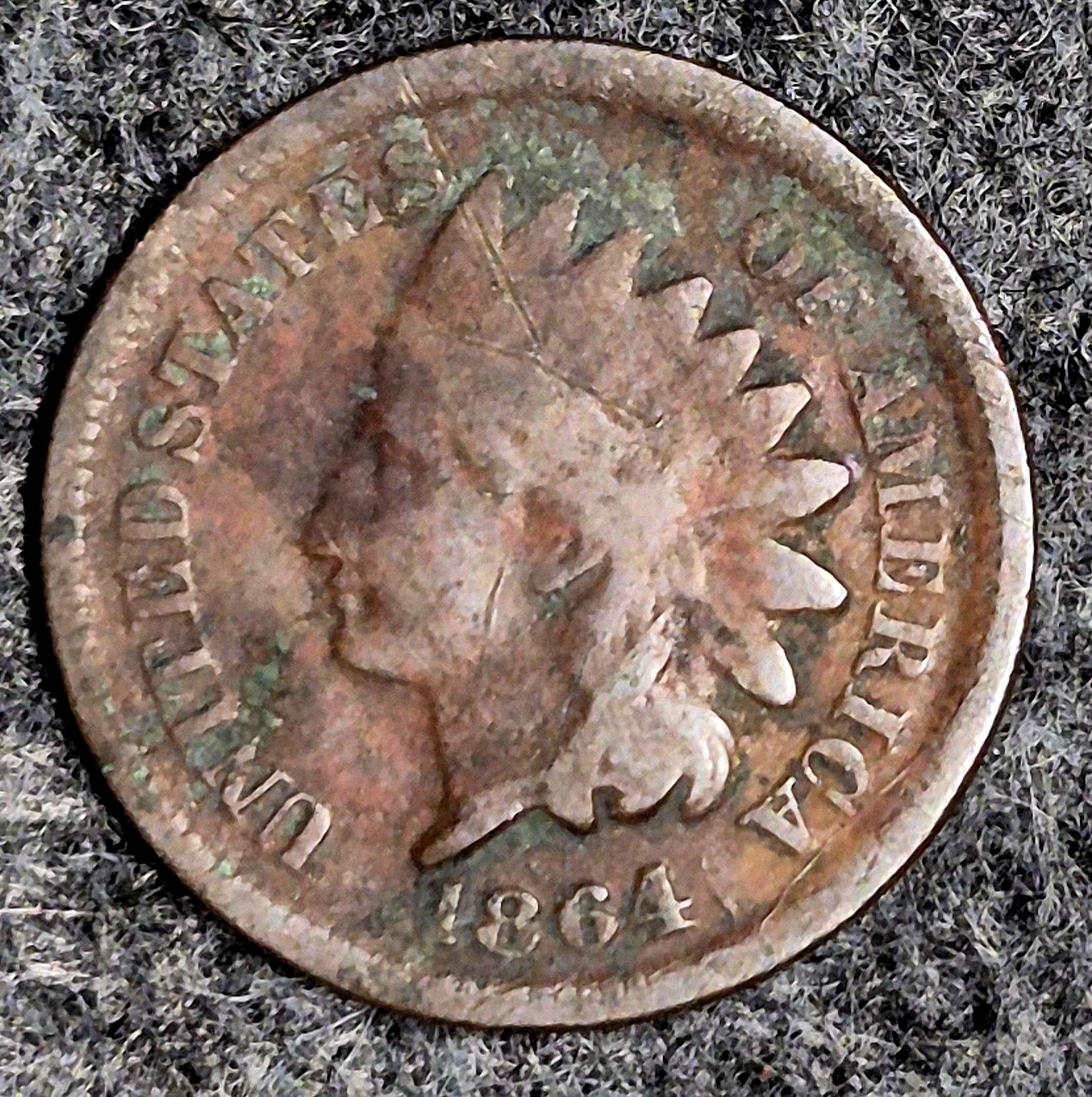1864 Indian Head Cent Penny AG Features  Type III, Hole Filler, Coin Pictured 1C
