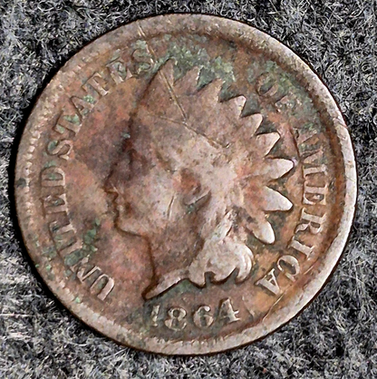 1864 Indian Head Cent Penny AG Features  Type III, Hole Filler, Coin Pictured 1C