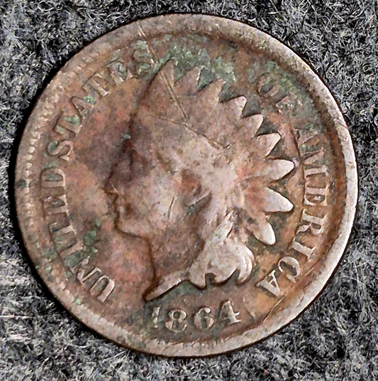 1864 Indian Head Cent Penny AG Features  Type III, Hole Filler, Coin Pictured 1C