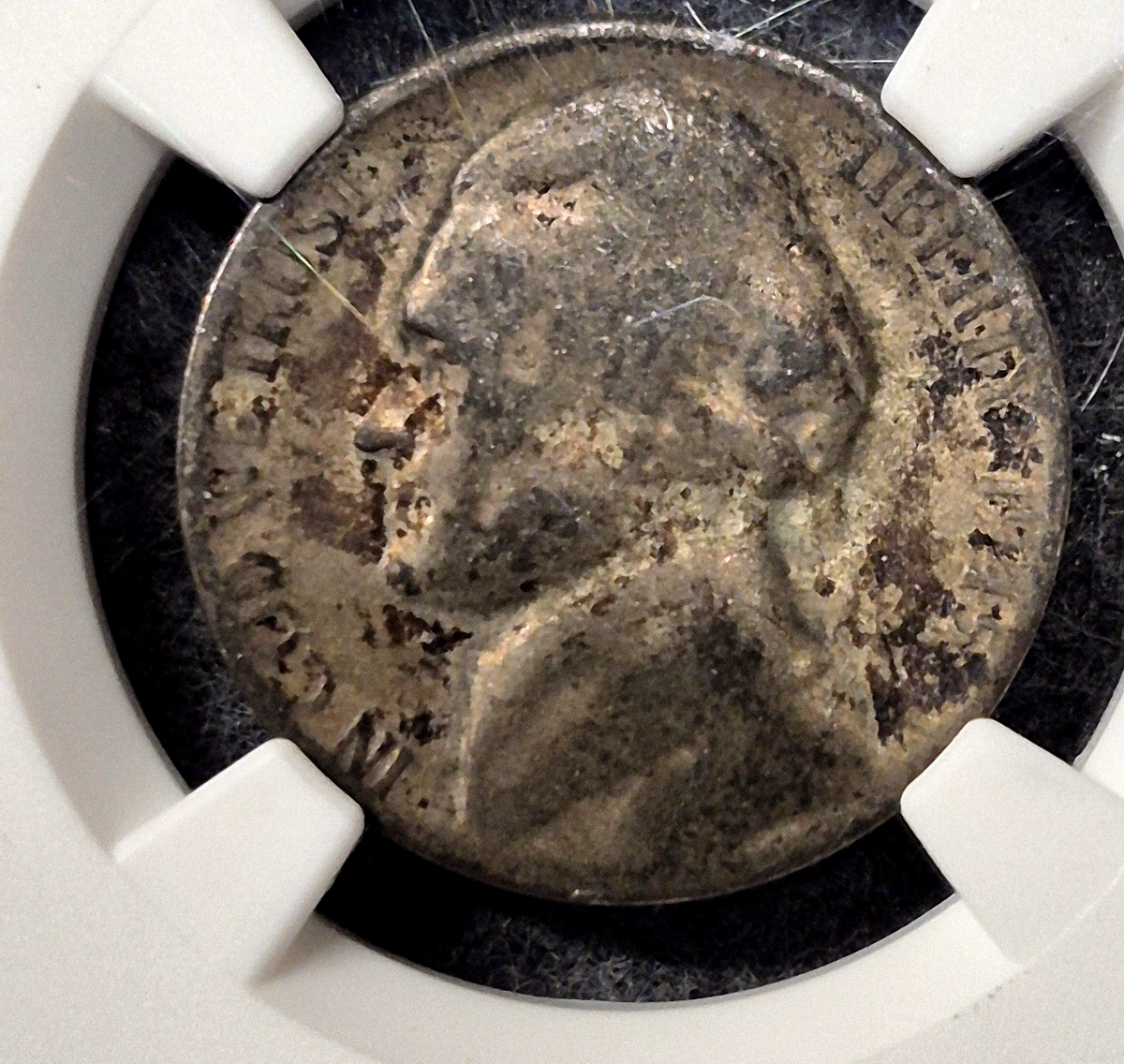 1942-1945 S Jefferson War Nickel 5C NGC Genuine World War II Label 35% Silver