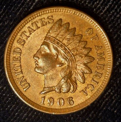 🔥 1906 INDIAN HEAD Cent - FULL LIBERTY, 4 DIAMONDS, Crisp AU+/MS Features 1C
