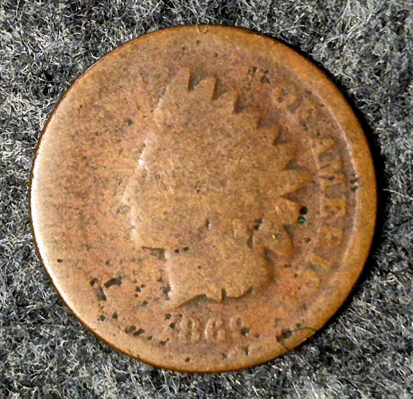 1869 (Premium Date) Indian Head Cent Penny AG or Less Features, Coin Pictured 1C