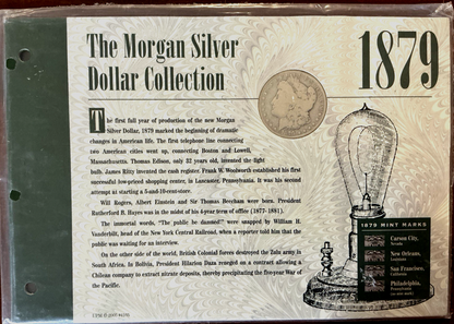 1879 P The Morgan Silver Dollar Collection 90% Coin American Historical Society