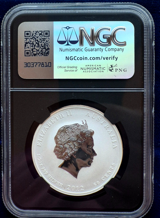 2012-P Australia 50C .999 Silver Lunar Series Year of Dragon 1/2 oz NGC MS-70