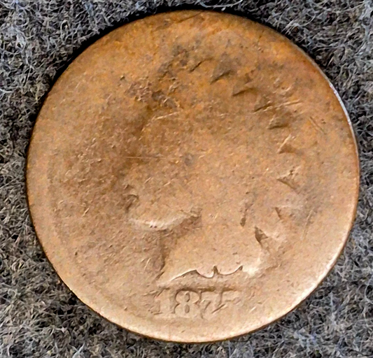 1875 Indian Head Cent Penny AG or Less Features, Hole Filler, Coin Pictured 1C