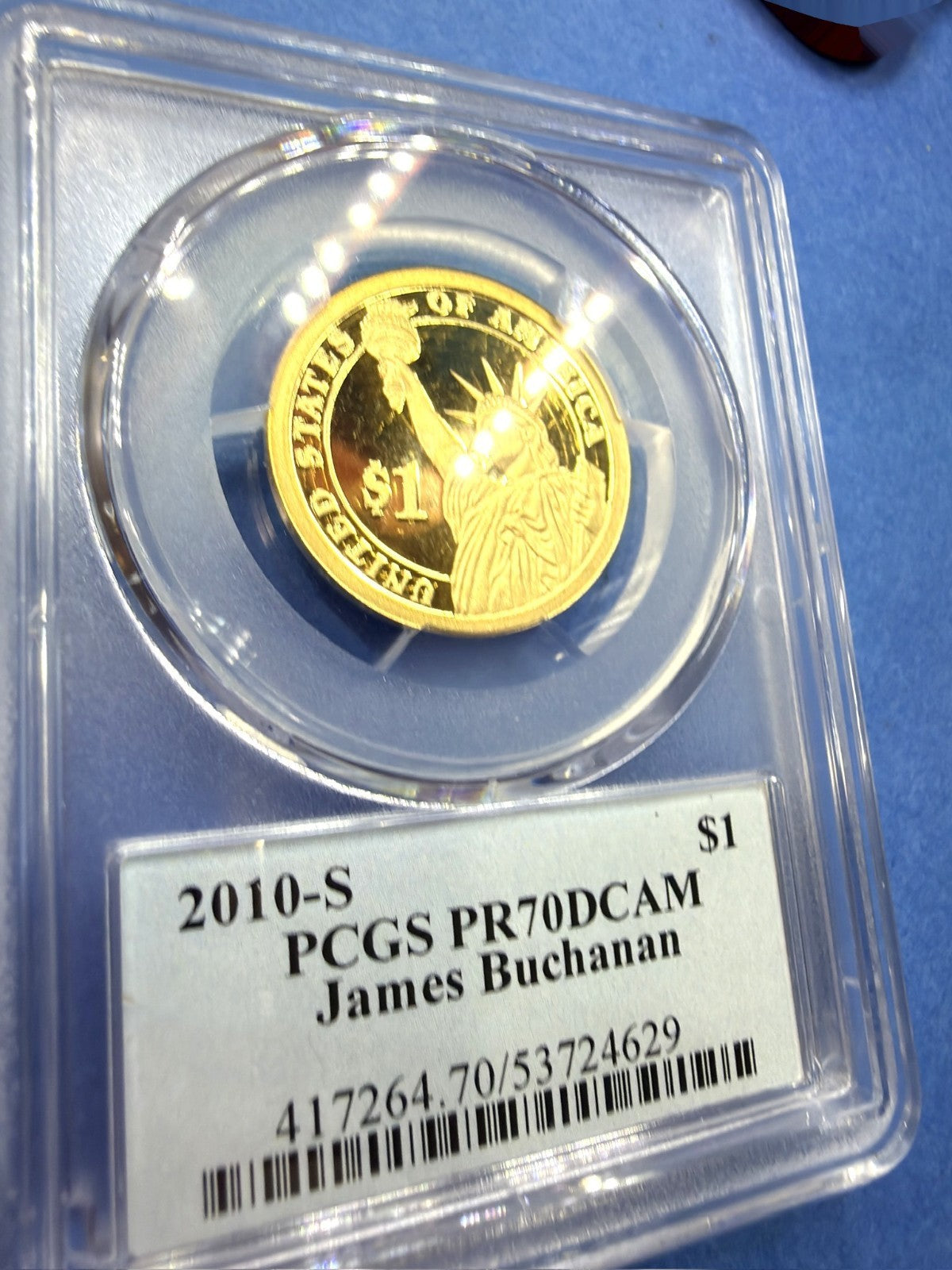 2010-S James Buchanan Presidential Dollar $1 PCGS PR70DCAM Deep Cameo Proof Gem