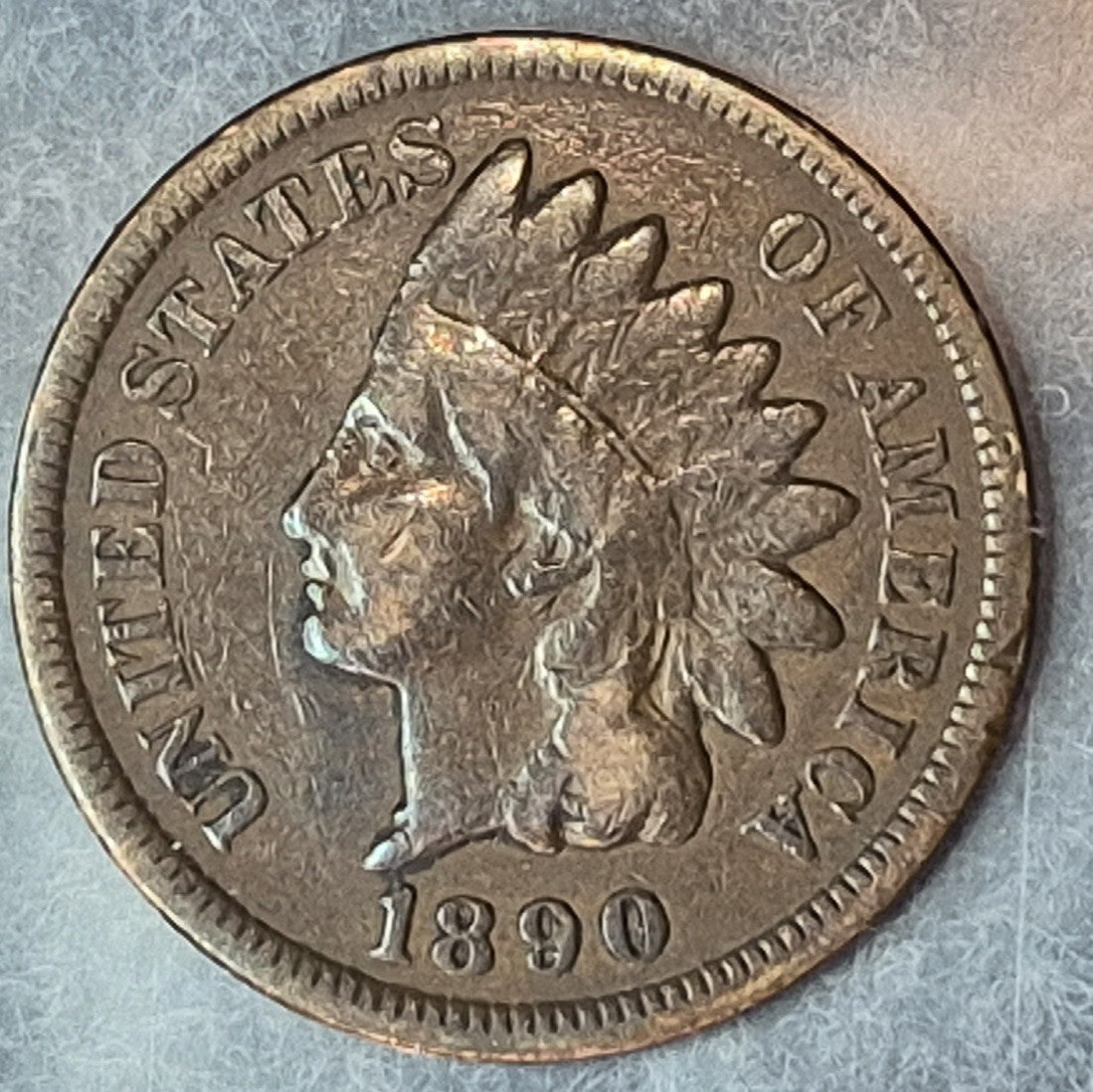 1890 Indian Head Cent Penny 1C VG Very Good Bronze Antique 19th Century US Coin