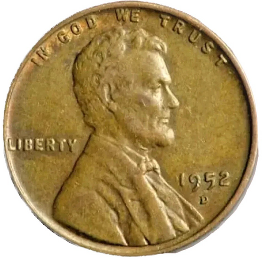 1952 D Lincoln Cent Good - Very Good  (G-VG) Circulated Condition Copper Penny