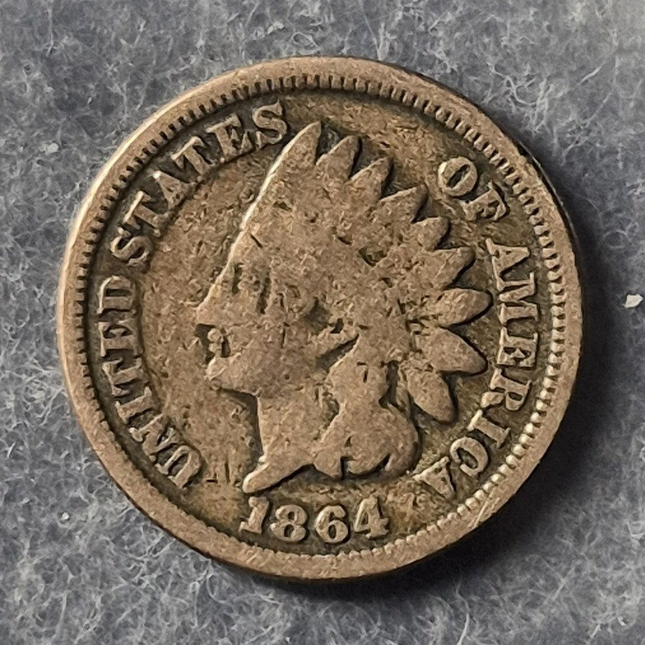 1864 Copper-Nickel Indian Head Cent 1C VG Very Good CN Last Year Civil War Coin