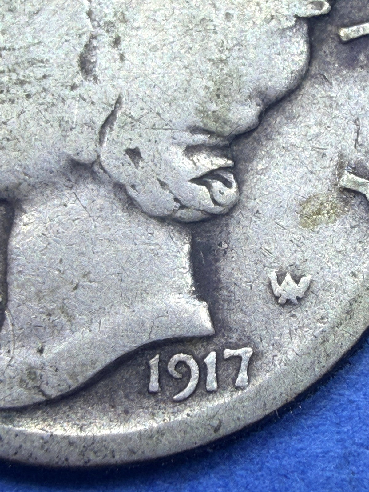 1917 Mercury Dime 10C F Fine W E Counterstamp Counterstamped 90% Silver US Coin