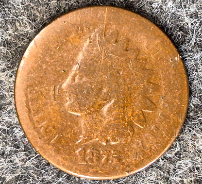 1875 Indian Head Cent Penny AG or Less Features, Hole Filler, Coin Pictured 1C