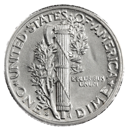 1943 S Mercury Dime BU Brilliant Uncirculated 90% Silver 10c FSB White Coin