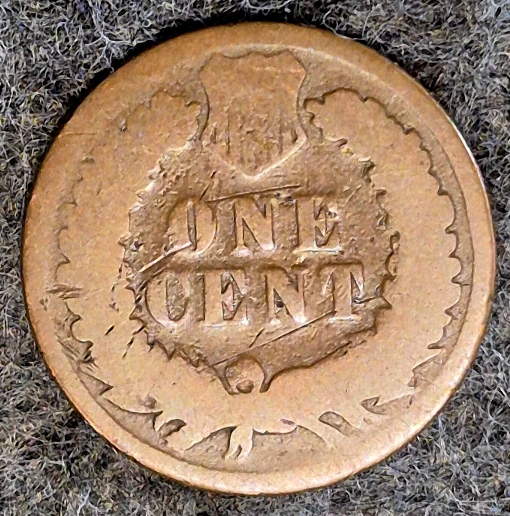 1875 Indian Head Cent Penny AG or Less Features, Hole Filler, Coin Pictured 1C