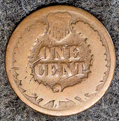 1875 Indian Head Cent Penny AG or Less Features, Hole Filler, Coin Pictured 1C