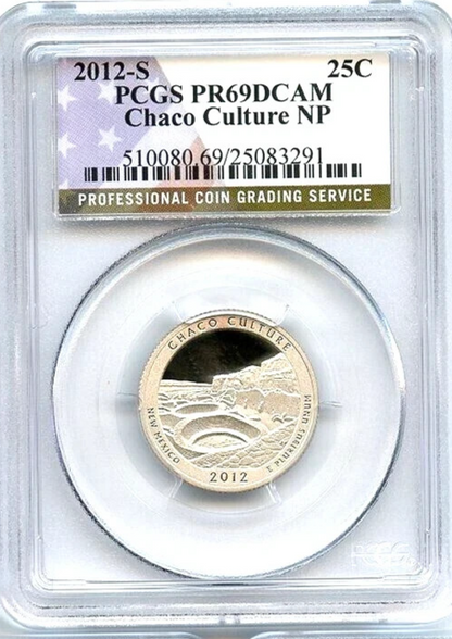 2012 S Chaco Culture National Park PCGS PR69DCAM Special Flag NP Label