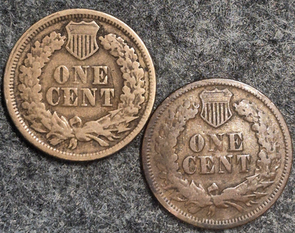 (2) 1864 Indian Head Cents Both VG Features (1) Type II (1) Type III Coins Shown