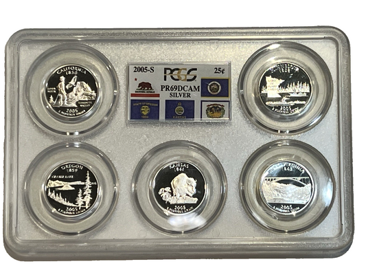 2005-S 5 Piece Silver Quarter Proof Set PCGS PR69DCAM 90% SILVER Special Label