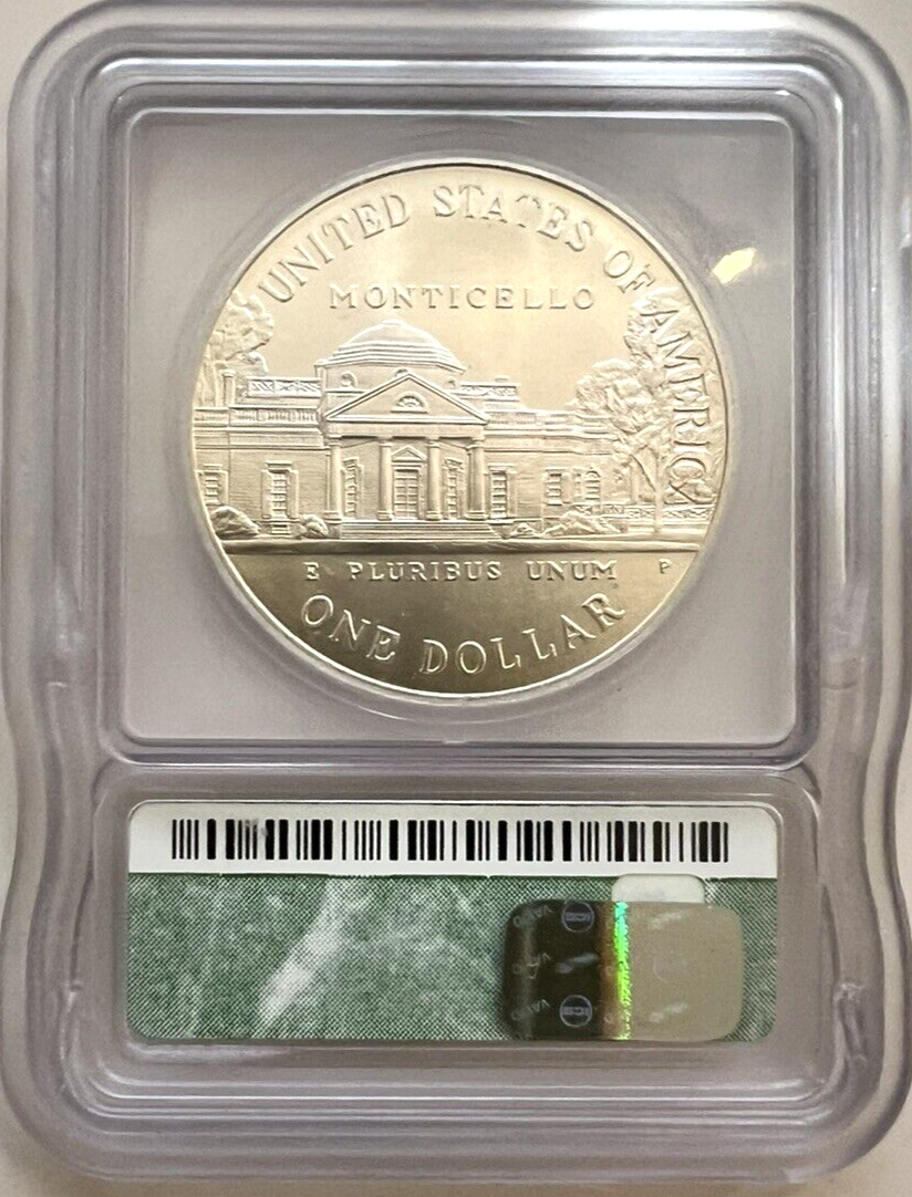 1993 P Thomas Jefferson Silver Dollar (ICG) MS 70 $1 Coin 250th Anniversary OGH