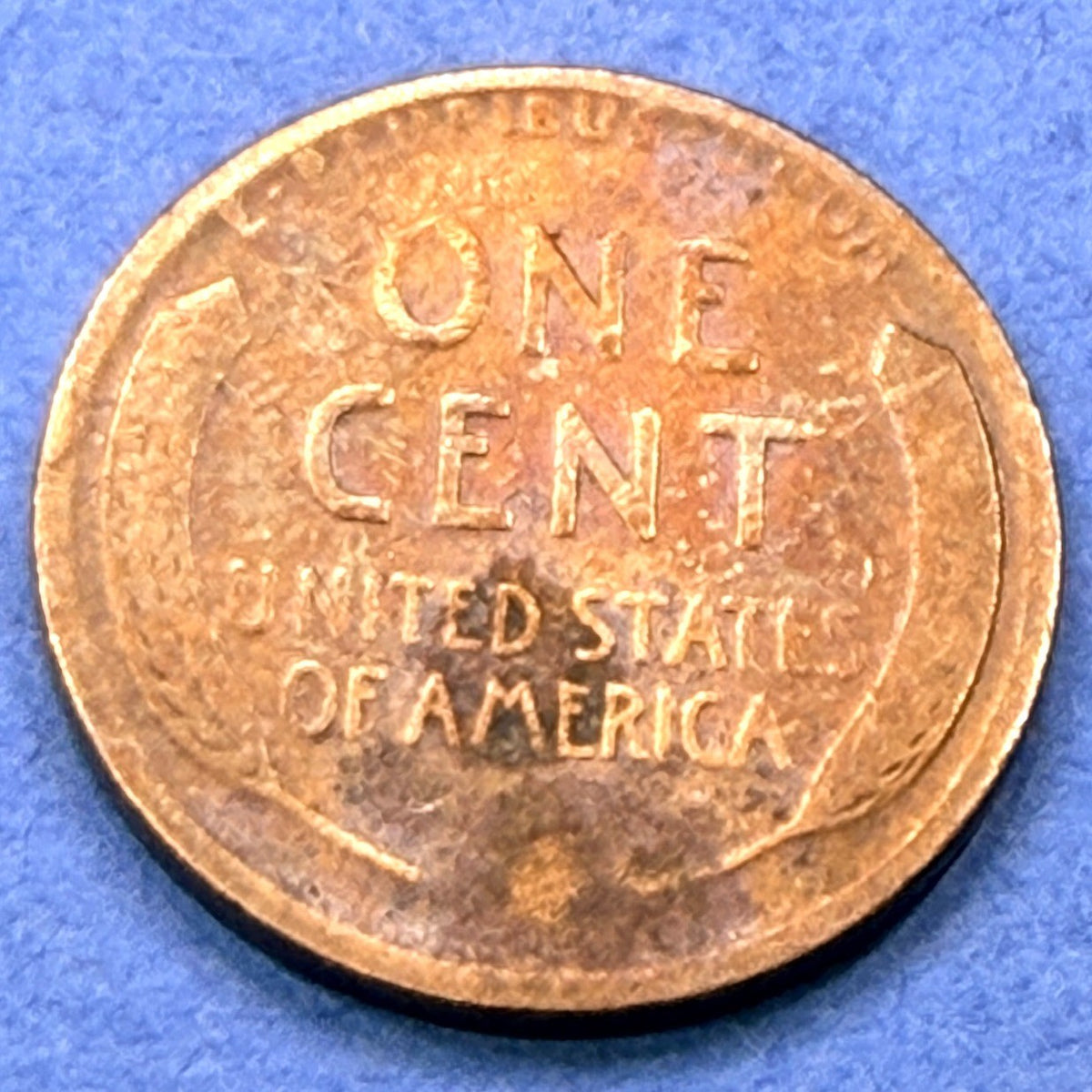 1919-D Lincoln Wheat Cent 1C VG Wild Rainbow Toning Gold Magenta Blue US Penny