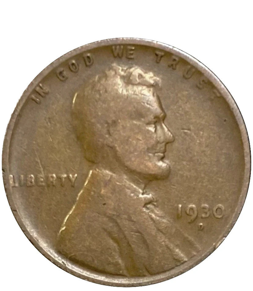 1930 D Lincoln Cent Good - Very Good  (G-VG) Circulated Condition Copper Penny